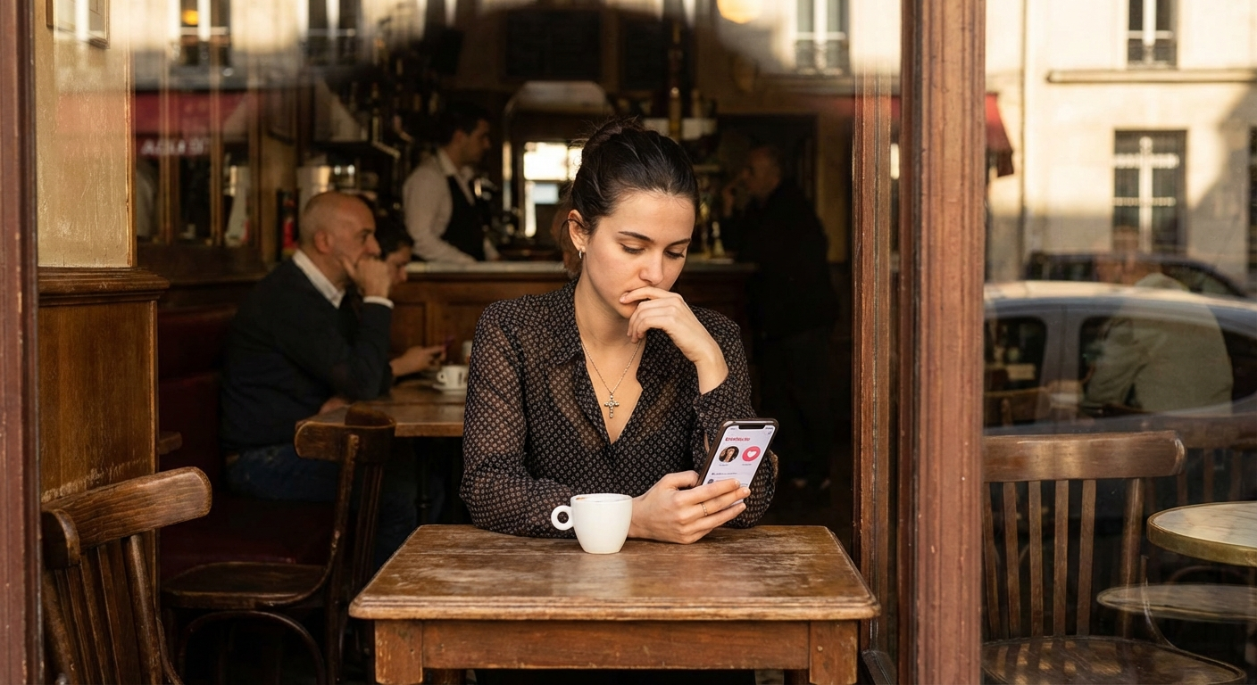 Catholic singles on a coffee date — app comparison illustration